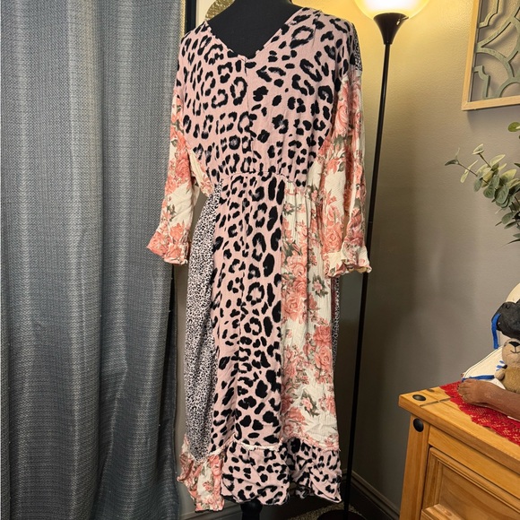 Three Bird Nest Pink and Cream High Low Dress - Picture 3 of 5